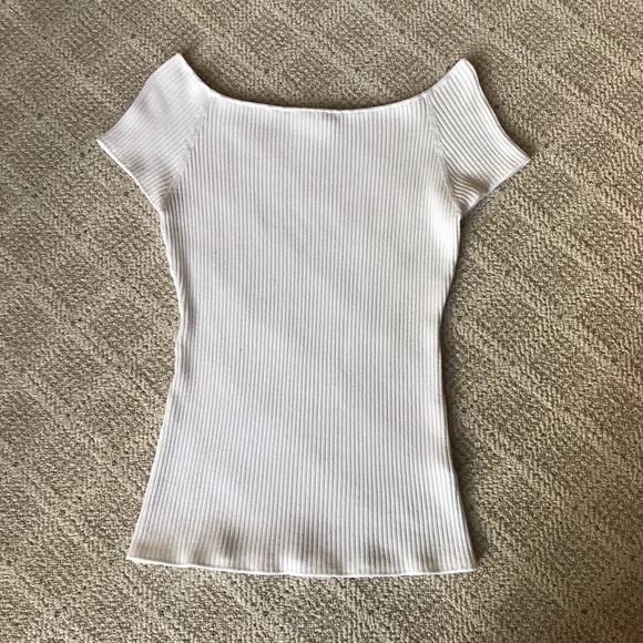 H&M Off-Shoulder Ribbed Top - Cream - Picture 1 of 6